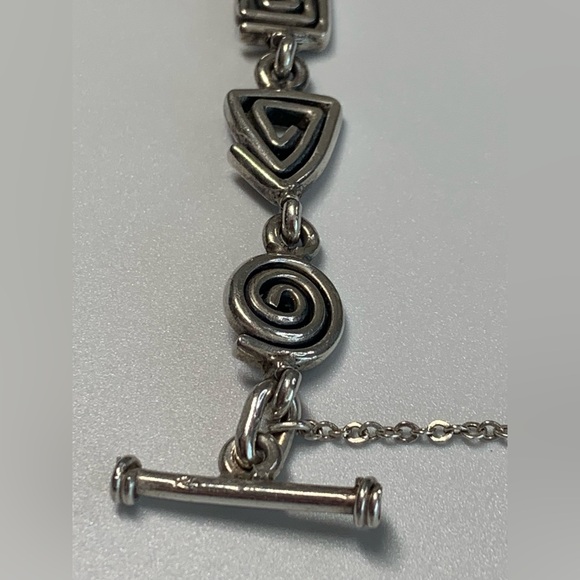 Silpada Vintage Very Rare Sterling Silver Geometric Shapes Toggle Clasp Bracelet - Picture 6 of 14